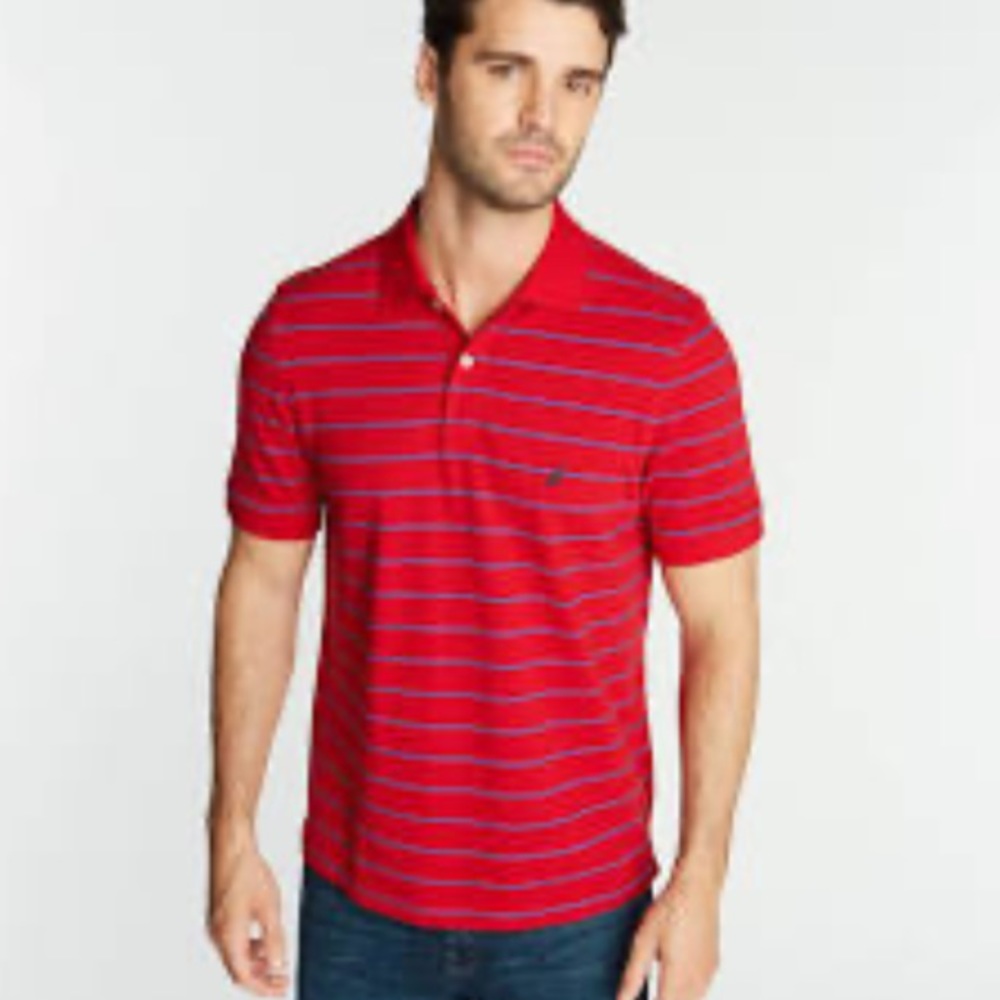 NWT Chaps Red & Blue Stripped Classic Polo Shirt